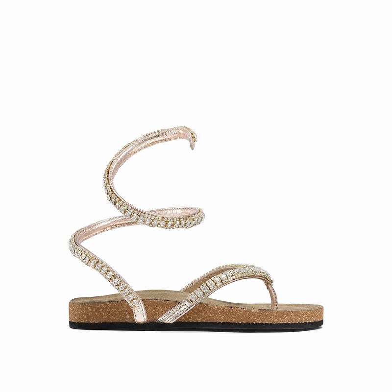 Russell & Bromley Charmer Gem Ankle Wrap Sandals Women's Metallic [ZVM7168ZF]